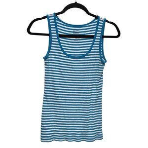 G.H. Bass & Co. Blue White Striped Scoop Neck Ribbed Sleeveless Tank Top XS
